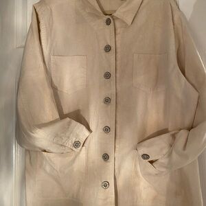 Bill Blass Women's Cream French painters Button-Up Jacket 1X